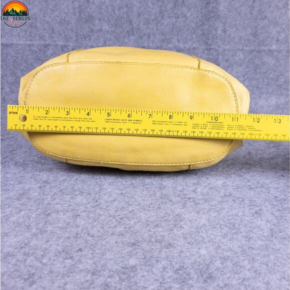 American Leather Co Hobo Bag Yellow Inner Outer Pockets Cottagecore Hippie - Picture 8 of 16